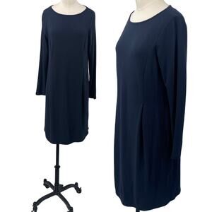 J Jill Sweater Dress Long Sleeve Boatneck Rib Knit Deep Blue Navy NEW Womens S